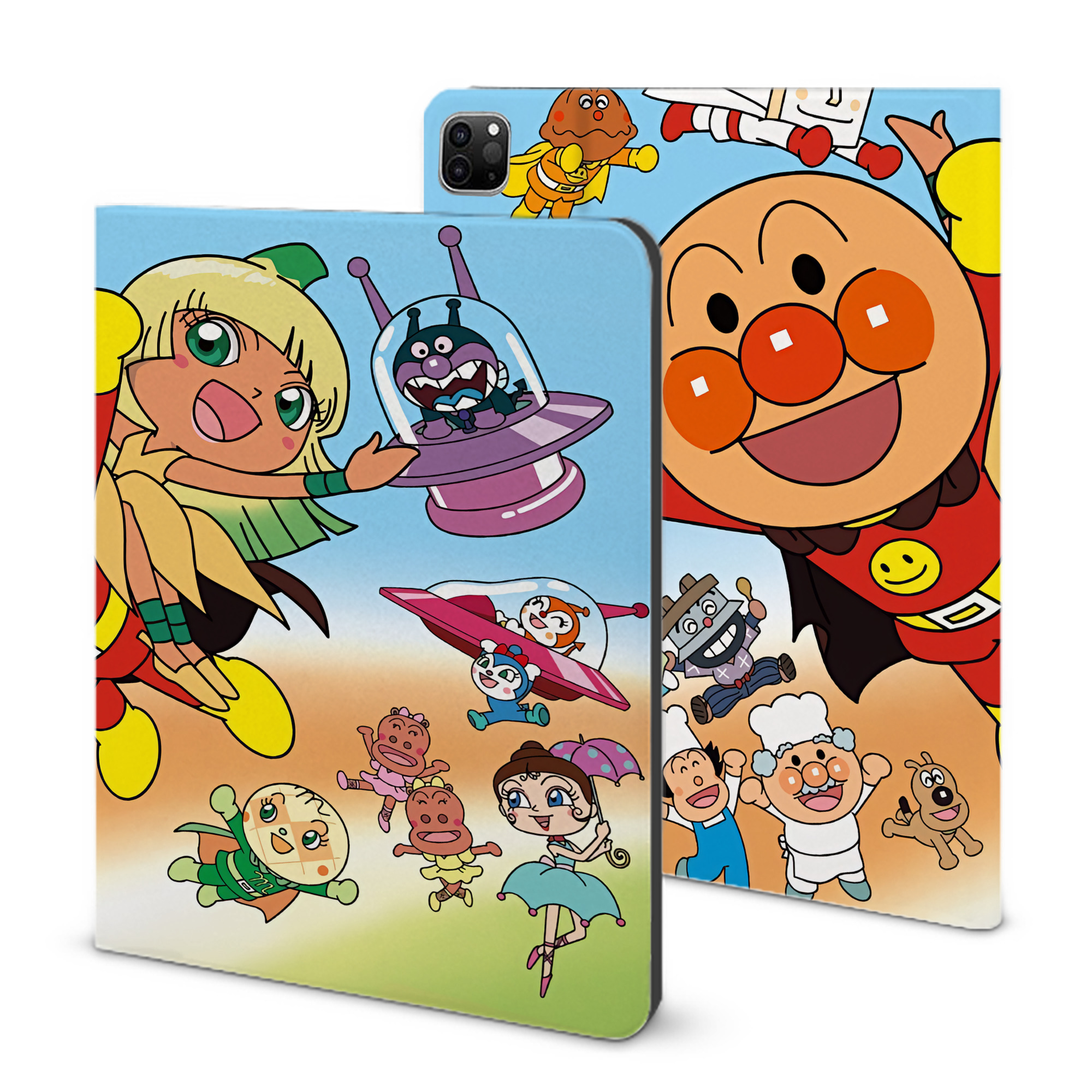 （画像用） アンパンマン Anpanman IPad ケース ブック型 PUレザー TPU 耐衝撃 軽量 薄型 ペン収納なし 全面保護 IPad 各モデル対応